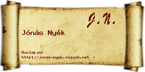 Jónás Nyék névjegykártya